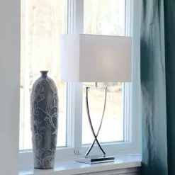 By Rydens Omega Tafellamp 69 Cm, Chroom / Wit -Tafellampen Verkoopwinkel by rydens omega table lamp 9 1