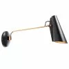 Northern Birdy Wandlamp Lange Arm, Zwart/Messing
