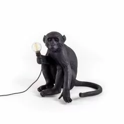 Seletti Monkey Lamp Buiten Zittend, Zwart